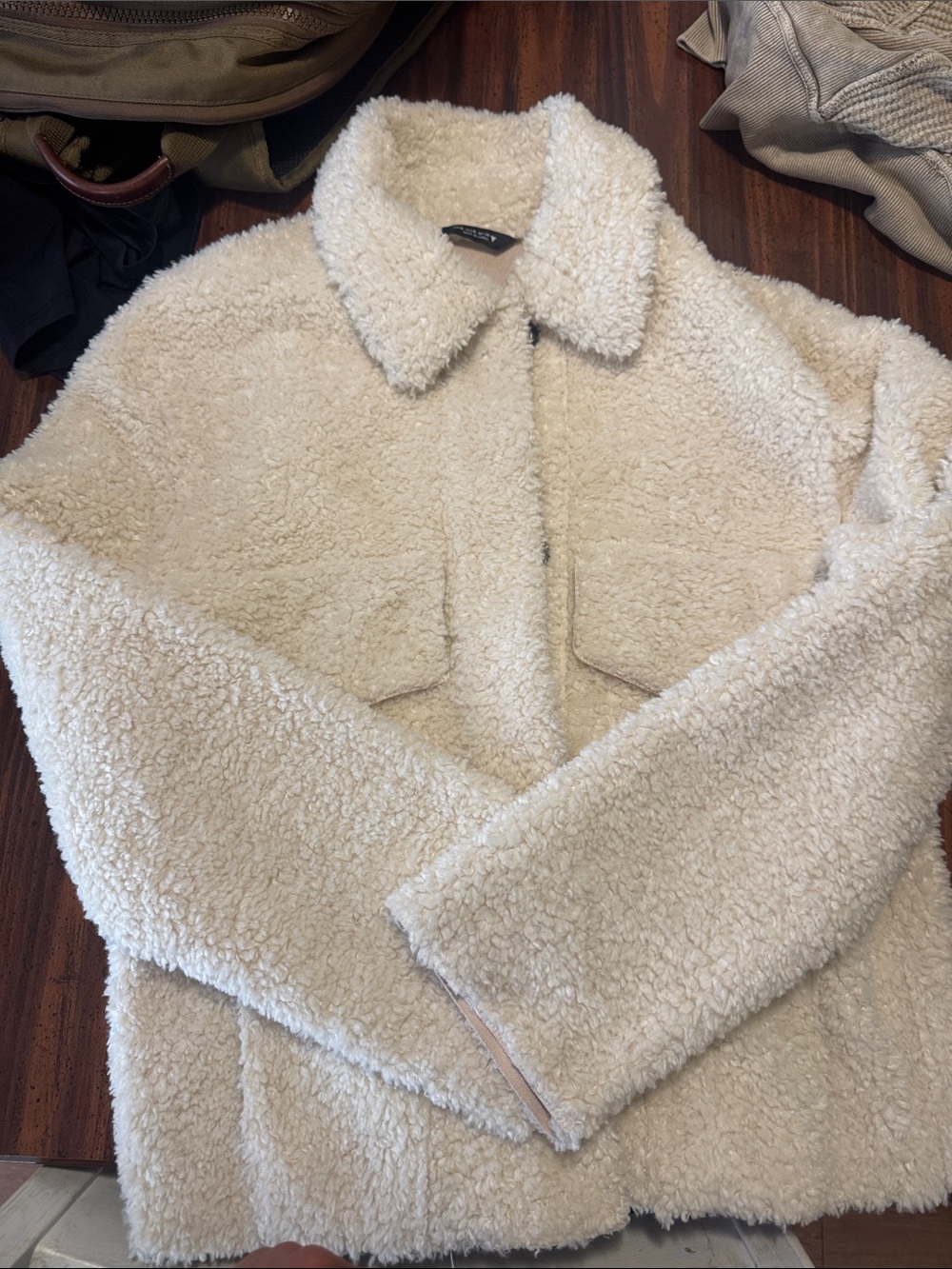 Women's Zara Cream Sherpa Jacket - Cozy Faux Shearling Coat